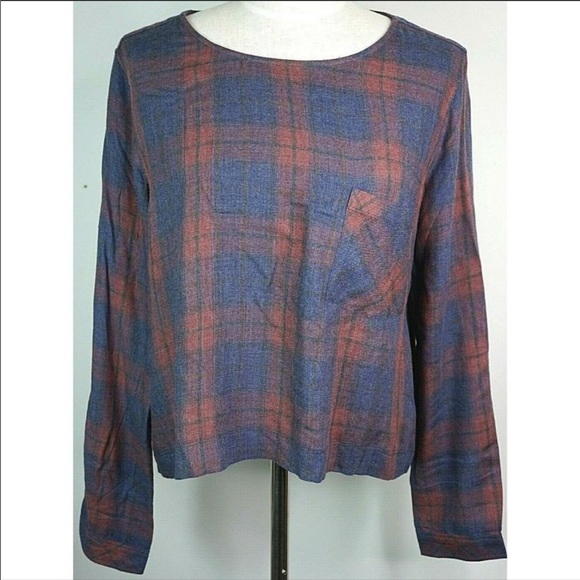 Cloth & Stone Tops - Cloth Stone Large Blouse Shirt Lace Up Split Back